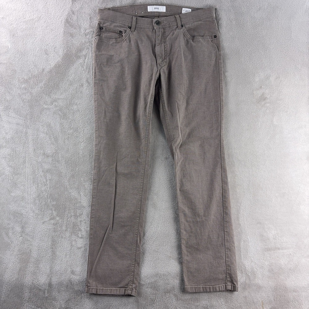 Brax Cooper Fancy Jeans Mens Size 34/32 Brown Stretch‎ Regular Fit Denim